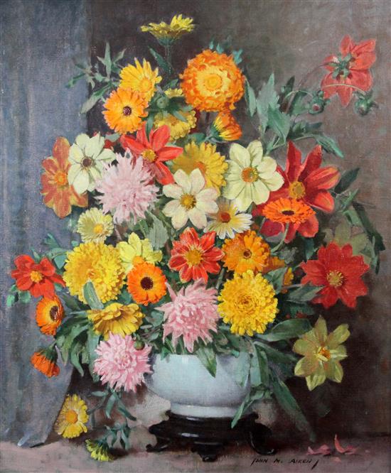 John Macdonald Aiken (1880-1961) Gay Companions, still life of flowers 30 x 25in.